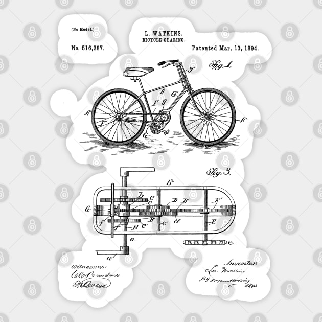 Bike Patent - Bicycle Art - Black And White Sticker by patentpress